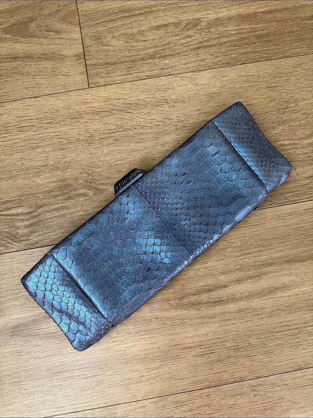 Chanel Iridescent Mermaid Periwinkle Blue Exotic Python Top CC Clasp Clutch Bag